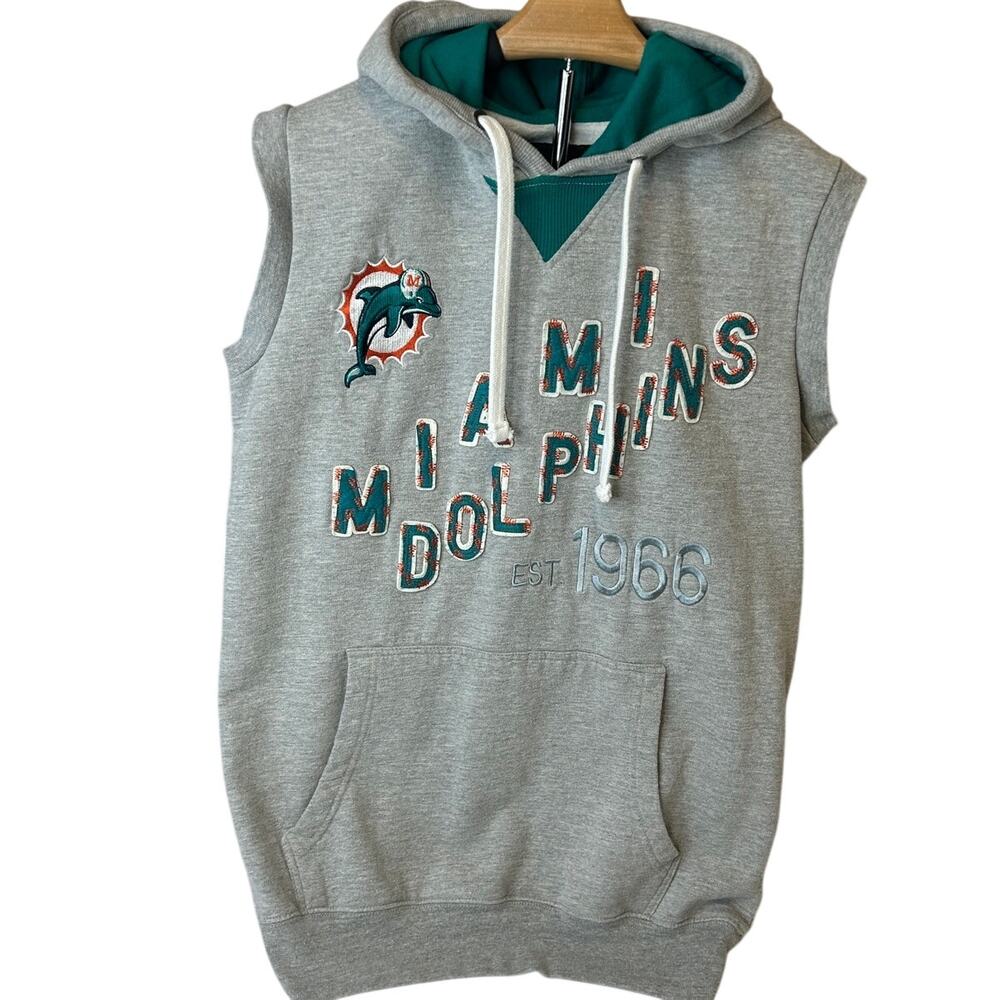 NFL Miami Dolphins sleeveless pullover muscle hoodie Est 1966 sz M